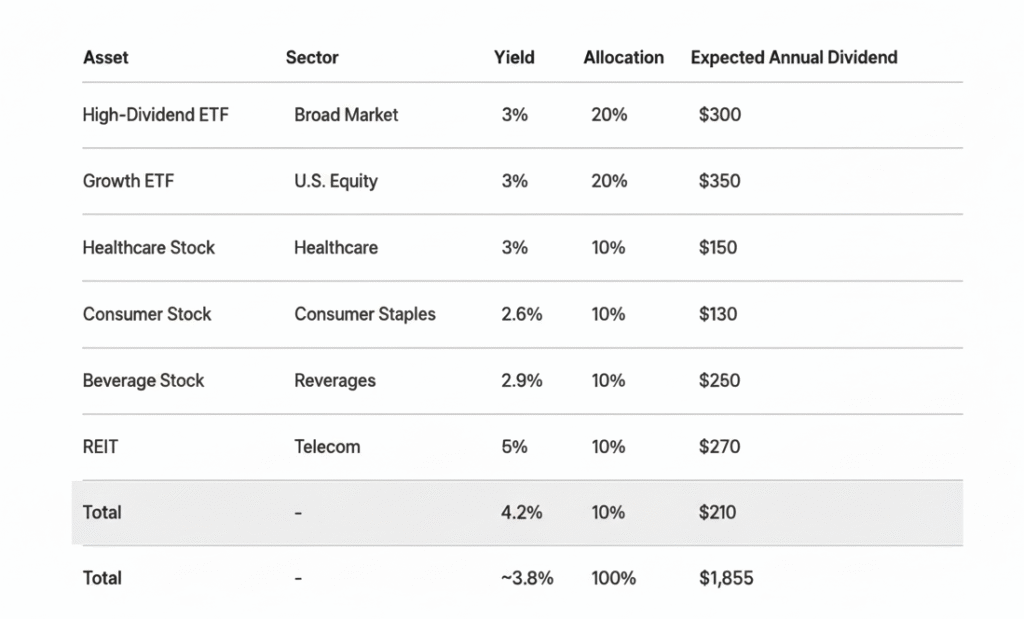 balanced approach for passive income dividends, blending stability and income.